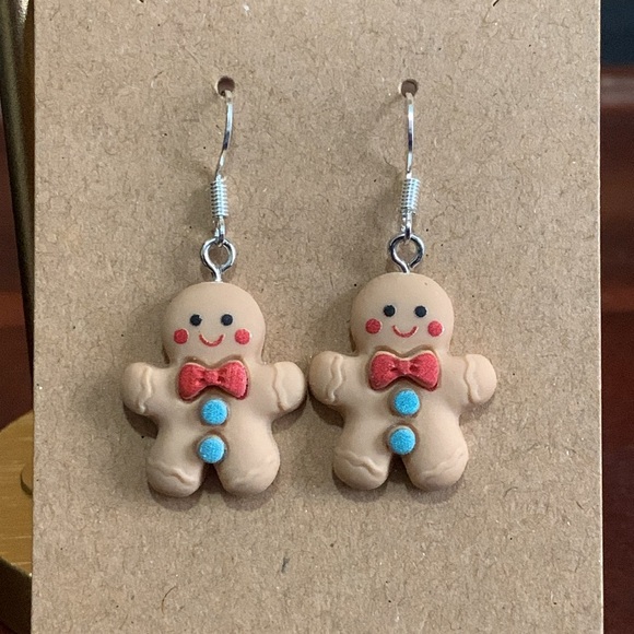 Christmas gingerbread man earrings - Picture 4 of 4